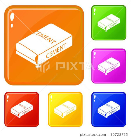 Cement bag icons set vector color Cement bag icons set vector color 50728755