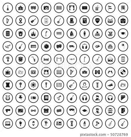 100 conservatory icons set, simple style 100 conservatory icons set, simple style 50728769