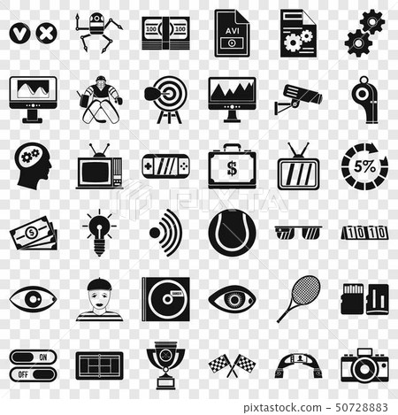 Video film icons set, simple style 50728883