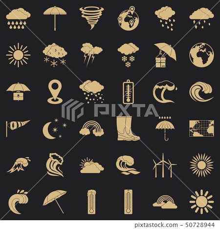 Rainy weather icons set, simple style 50728944