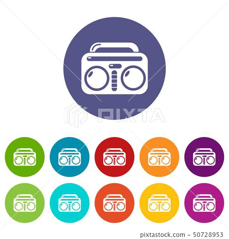 Vintage boombox icons set vector color 50728953