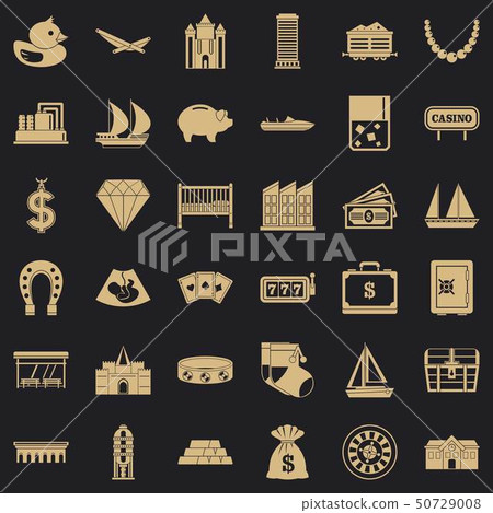 Riches icons set, simple style Riches icons set, simple style 50729008