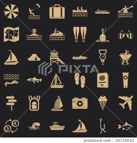 Clean water icons set, simple style Clean water icons set, simple style 50729010