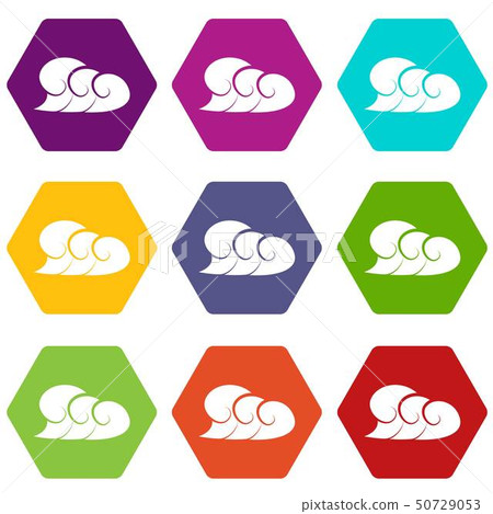 High ocean wave with foam icons set 9 vector - Stock Illustration ...