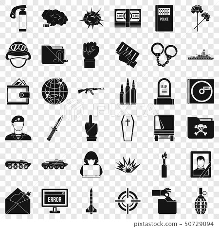 Internet war icons set, simple style Internet war icons set, simple style 50729094
