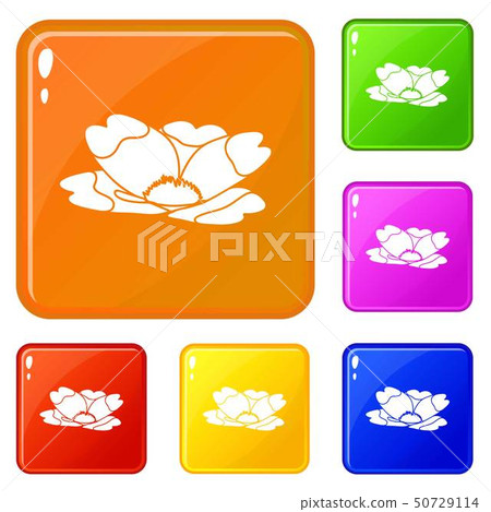 Summer flower icons set vector color 50729114