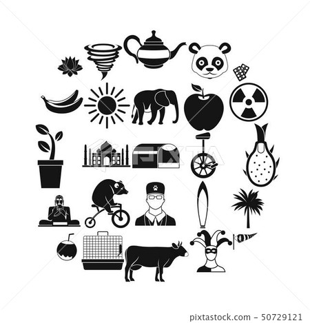 Living area icons set, simple style Living area icons set, simple style 50729121