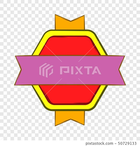 Red badge with yellow and violet ribbons icon Red badge with yellow and violet ribbons icon 50729133