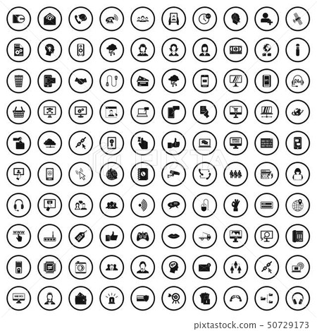 100 contact us icons set, simple style 50729173