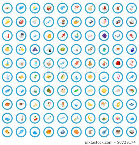 100 ankara icons set, isometric 3d style 50729174