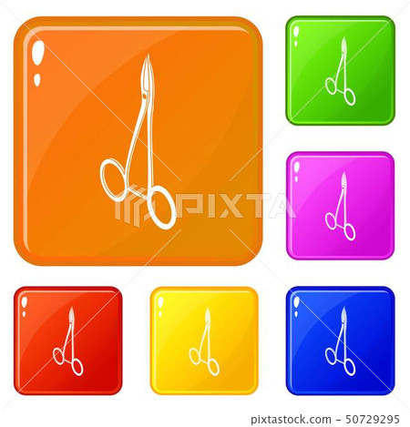 Hospital forceps icons set vector color 50729295
