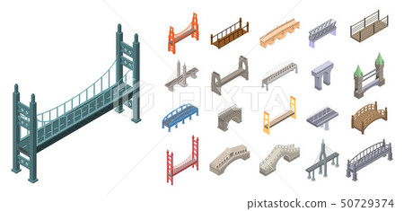 Bridges icons set, isometric style 50729374