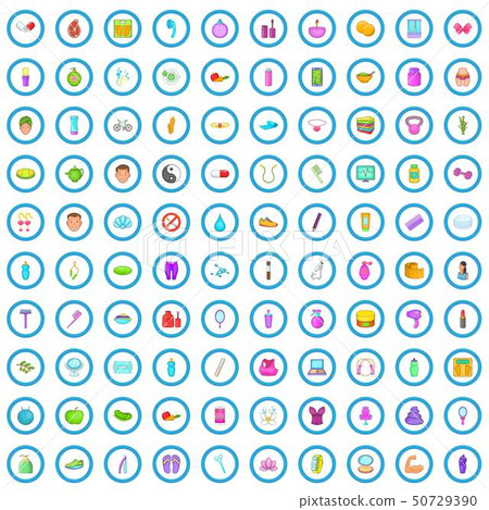 100 beauty salon icons set, cartoon style 50729390