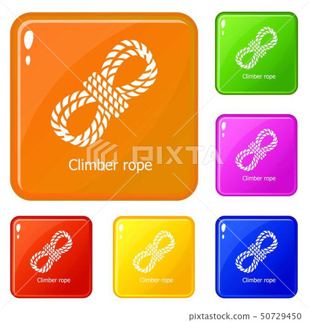 Climber rope icons set vector color Climber rope icons set vector color 50729450