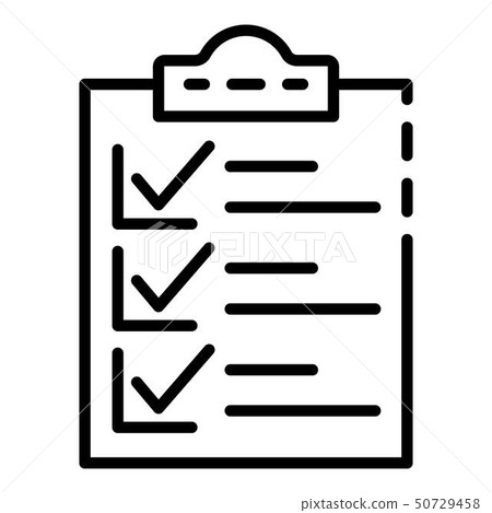 Checklist clipboard icon, outline style Checklist clipboard icon, outline style 50729458