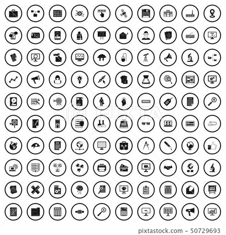 100 data mining icons set, simple style 50729693