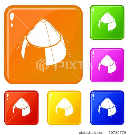 Conic tent icons set vector color 50729776