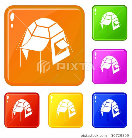 Camping tent icons set vector color - Stock Illustration [50729809] - PIXTA