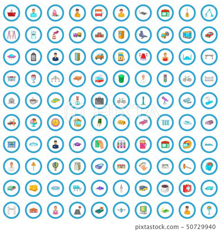 100 big city icons set, cartoon style 100 big city icons set, cartoon style 50729940