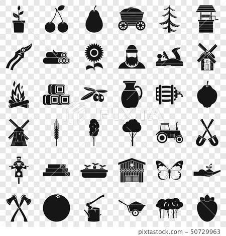 Agriculture equipment icons set, simple style Agriculture equipment icons set, simple style 50729963