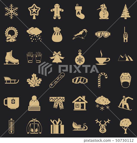 Winter clothes icons set, simple style 50730112