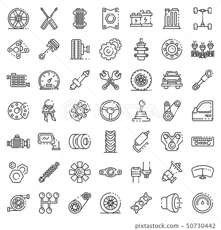 Car parts icons set, outline style 50730442