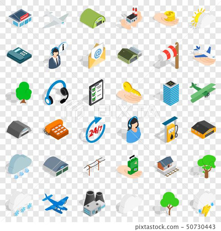 Airport icons set, isometric style 50730443