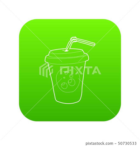 Plastic cup of limonade icon green vector 50730533