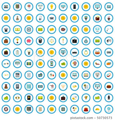 100 bitcoin investigation icons set, flat style 100 bitcoin investigation icons set, flat style 50730573