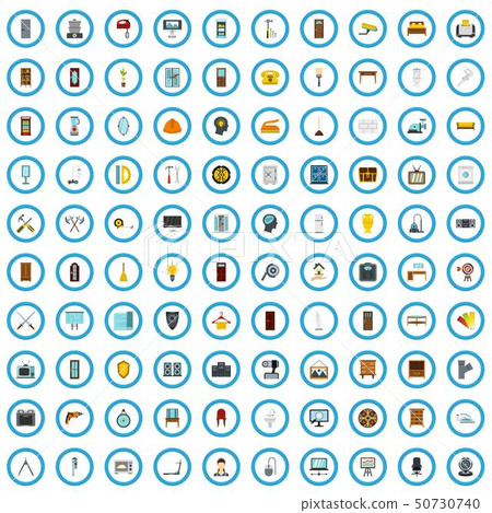 100 apartment mastery icons set, flat style 100 apartment mastery icons set, flat style 50730740