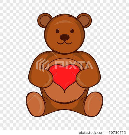 Teddy bear with red heart icon, cartoon style Teddy bear with red heart icon, cartoon style 50730753