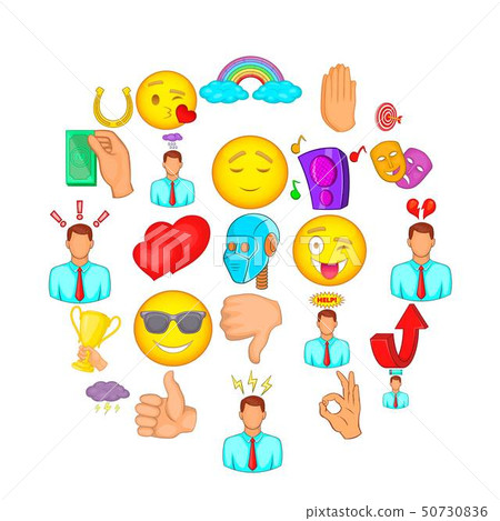 Positive icons set, cartoon style Positive icons set, cartoon style 50730836
