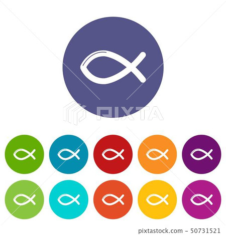 Christian fish symbol icons set vector color 50731521