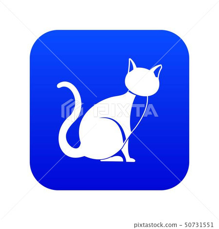 Black cat icon digital blue 50731551