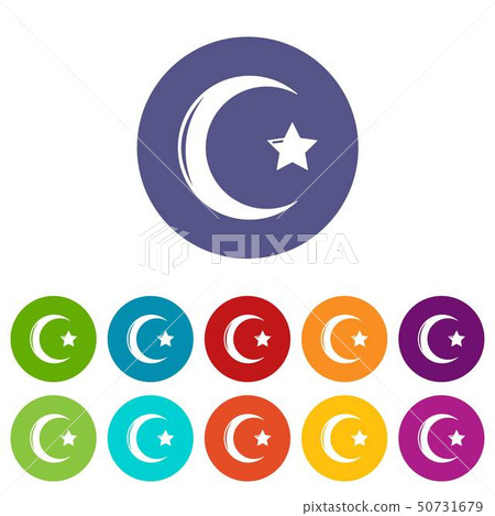 Star crescent symbol islam icons set vector color 50731679