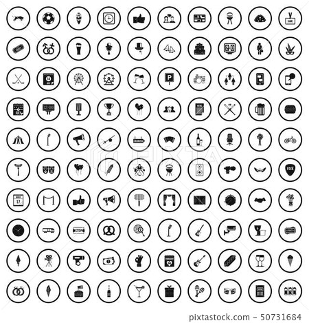 100 events icons set, simple style 100 events icons set, simple style 50731684