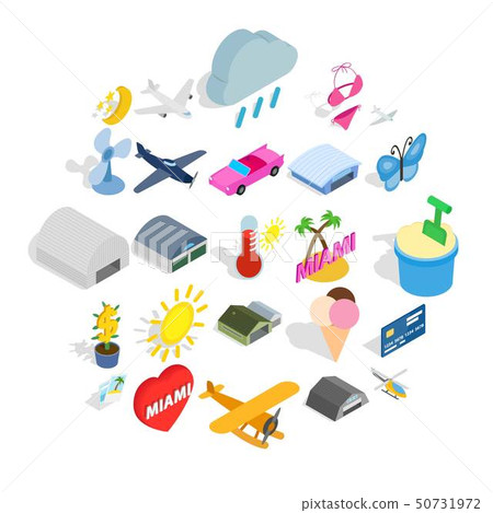 Flier icons set, isometric style Flier icons set, isometric style 50731972