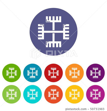 Pagan ancient symbol icons set vector color Pagan ancient symbol icons set vector color 50731983