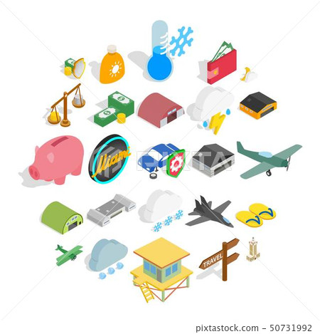 Flight vehicle icons set, isometric style Flight vehicle icons set, isometric style 50731992