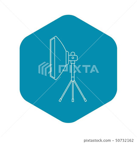 Studio light bulb in softbox icon, outline style 50732162