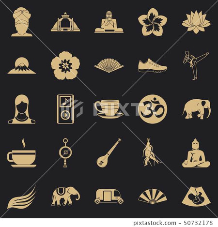 Japanese culture icons set, simple style 50732178
