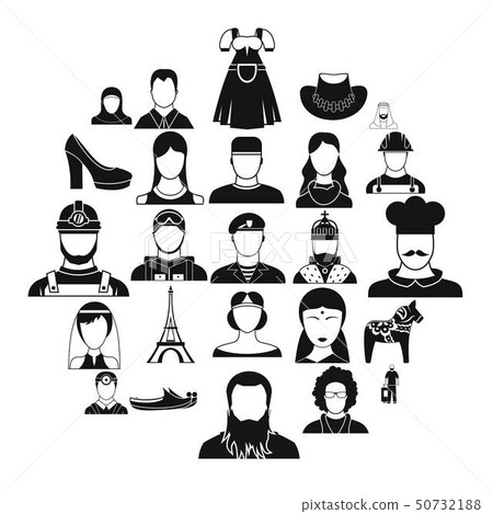 Townsman icons set, simple style 50732188