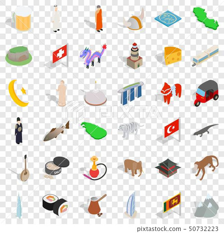 World tourism icons set, isometric style World tourism icons set, isometric style 50732223