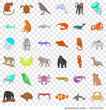 Different animals icons set, cartoon style 50732335