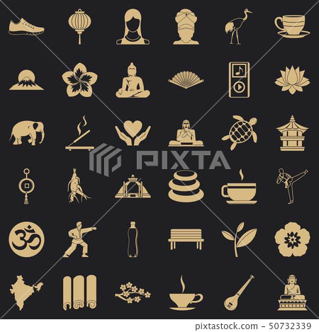 Yoga relaxation icons set, simple style 50732339