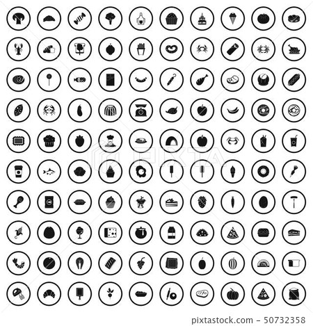 100 favorite food icons set, simple style 100 favorite food icons set, simple style 50732358