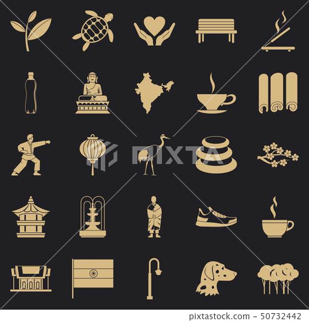 Martial arts icons set, simple style Martial arts icons set, simple style 50732442