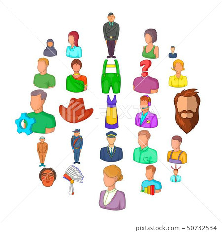 Man icons set, cartoon style Man icons set, cartoon style 50732534