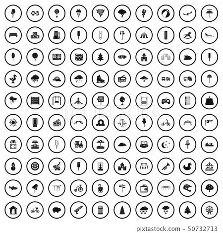 100 childrens park icons set, simple style 100 childrens park icons set, simple style 50732713