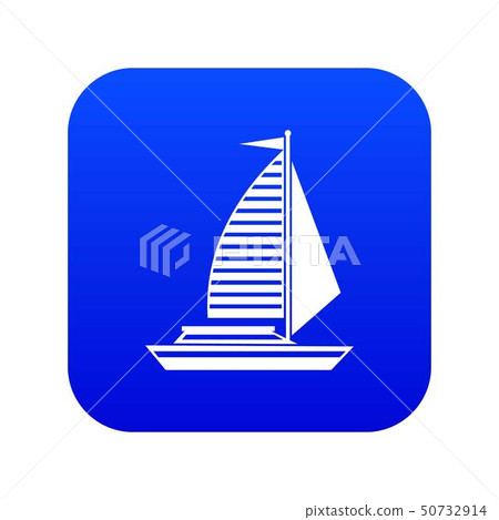 Yacht with sails icon digital blue-插圖素材 [50732914] - PIXTA圖庫